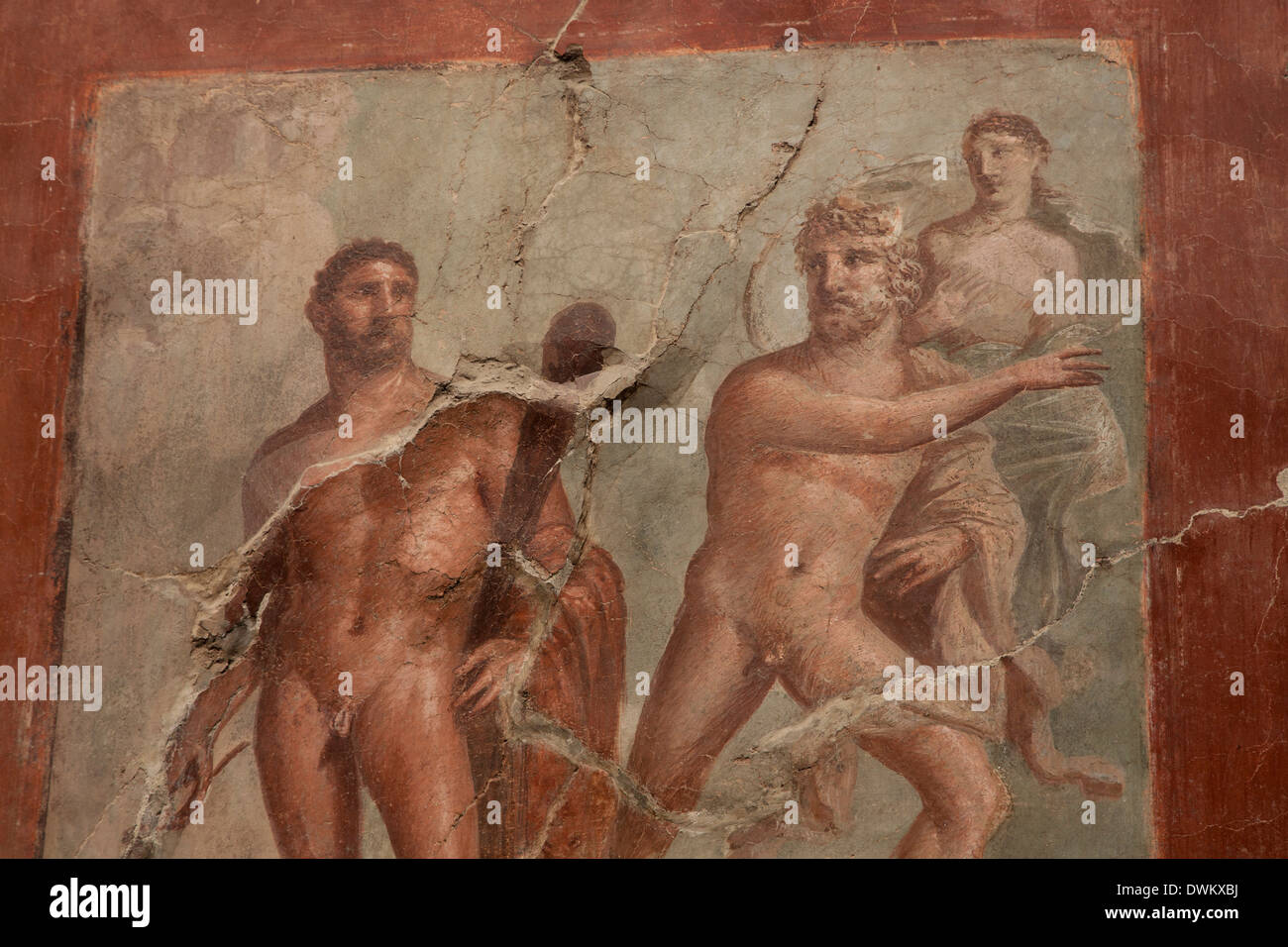 Peint ancienne fresque romaine à Herculanum, UNESCO World Heritage Site, Campanie, Italie, Europe Banque D'Images