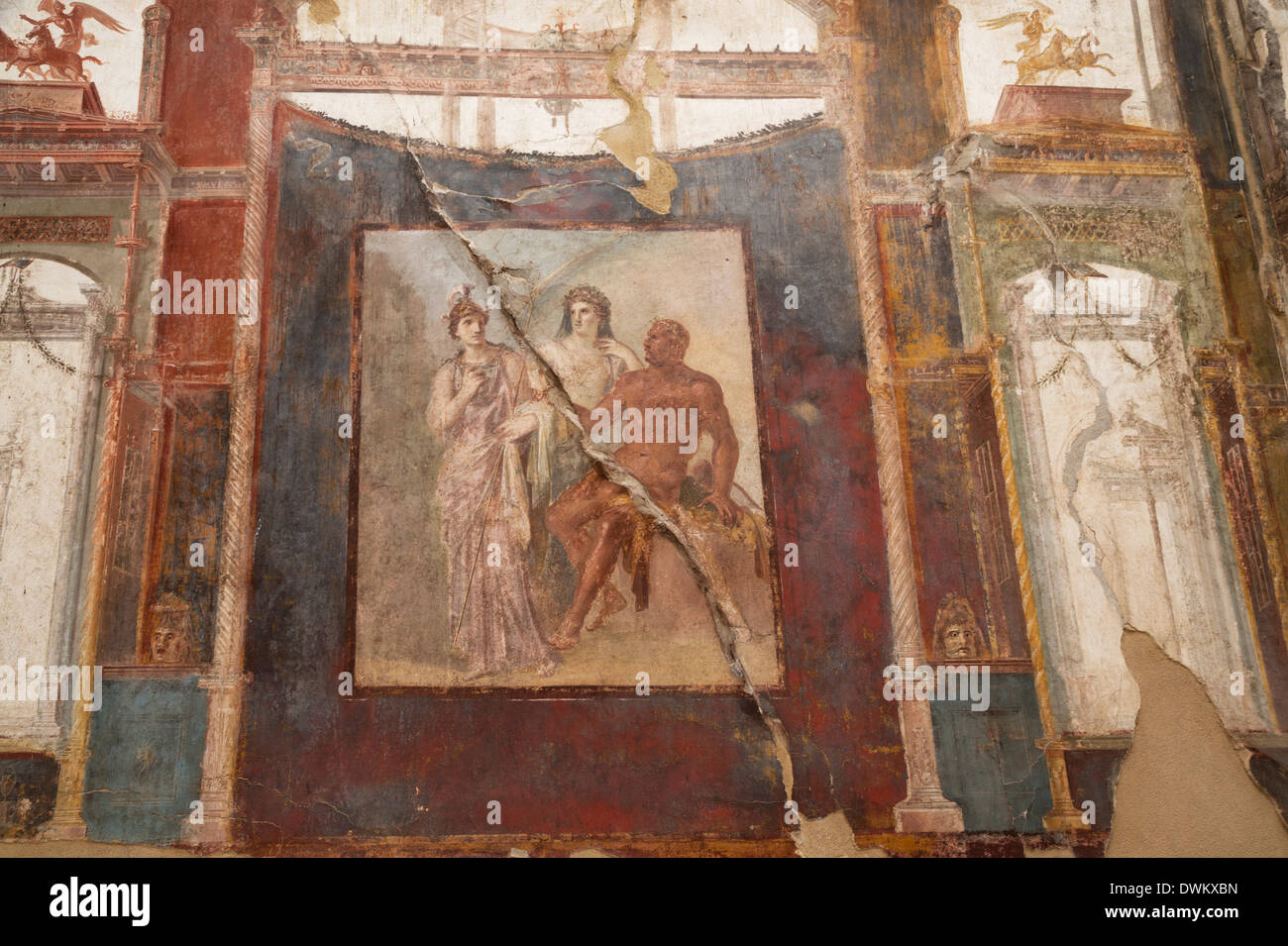 Peint ancienne fresque romaine à Herculanum, UNESCO World Heritage Site, Campanie, Italie, Europe Banque D'Images