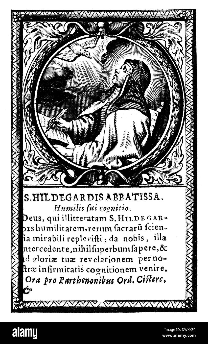 Sainte Hildegard von Bingen (1098-1179), mystique chrétienne, abbesse bénédictine allemande, visionnaire et polymathe Banque D'Images