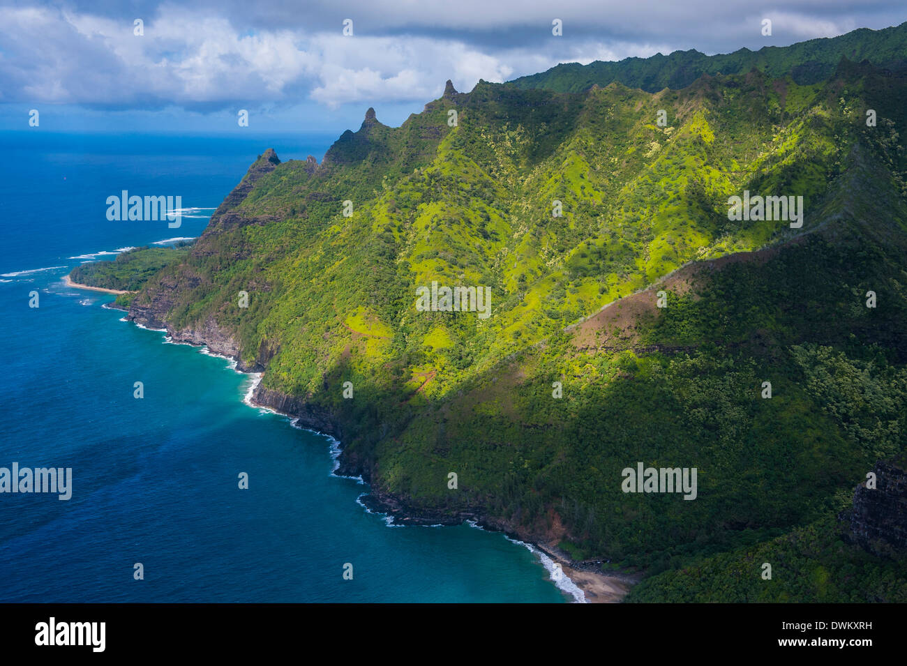 Vue aérienne de la Napali coast, Kauai, Hawaii, États-Unis d'Amérique, du Pacifique Banque D'Images