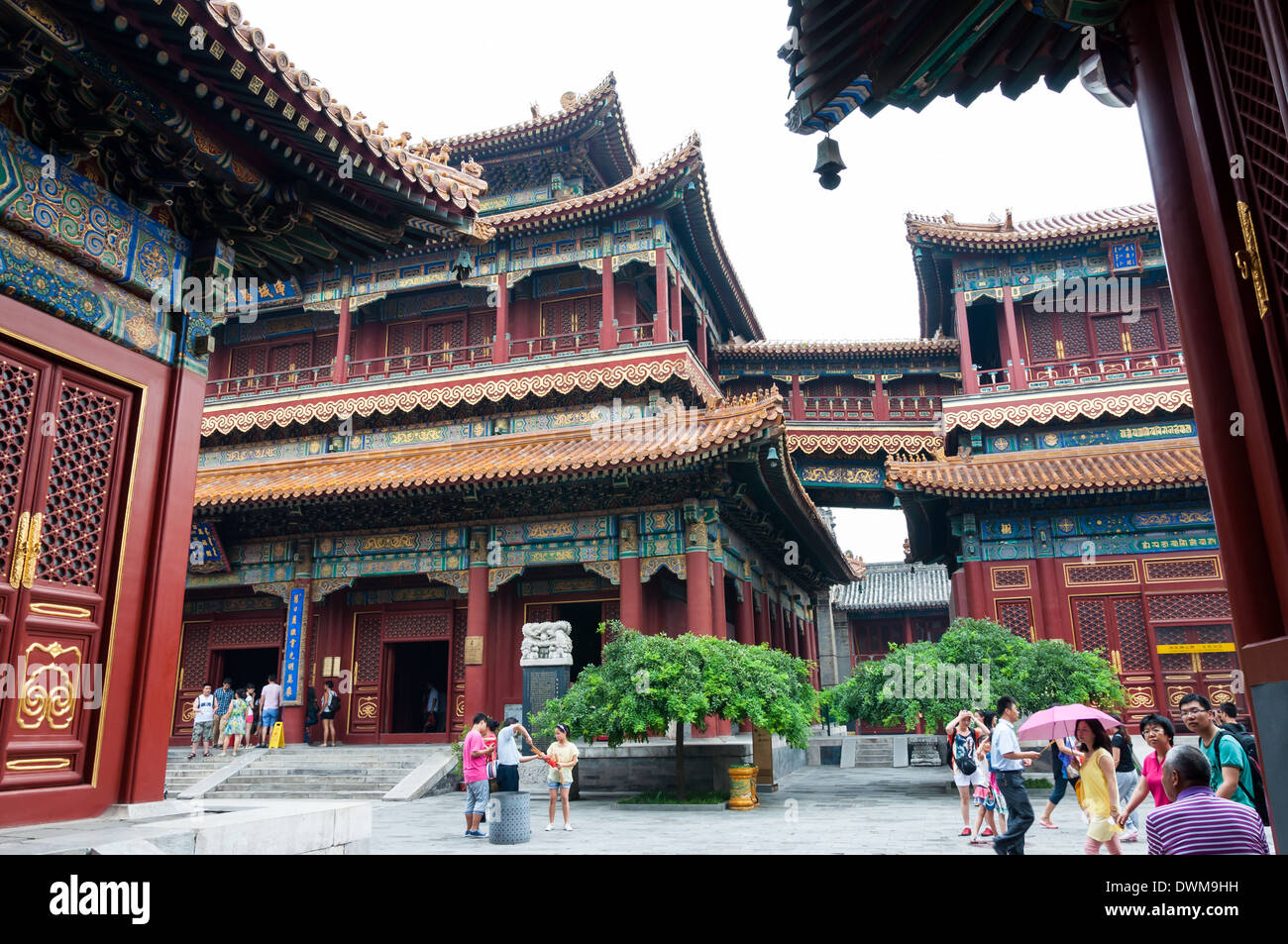 L'architecture traditionnelle chinoise au temple Yonghegong Lama à Beijing, Chine. Banque D'Images