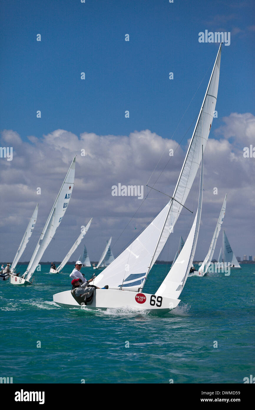 International Star Class racing yachts pendant le Bacardi Cup 2009 Biscayne Bay Florida Banque D'Images