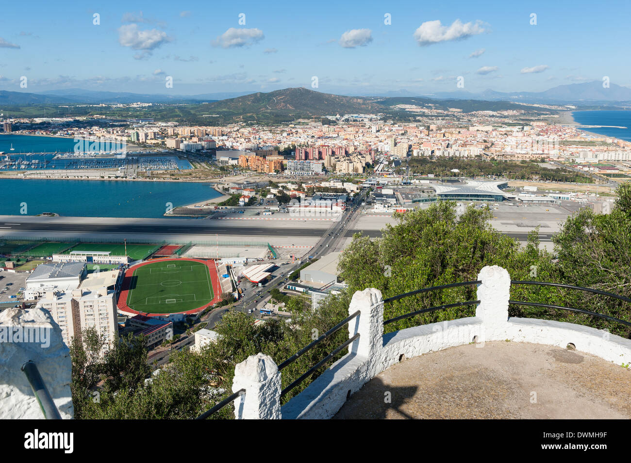 La frontière entre l'Espagne Gibraltar Banque D'Images