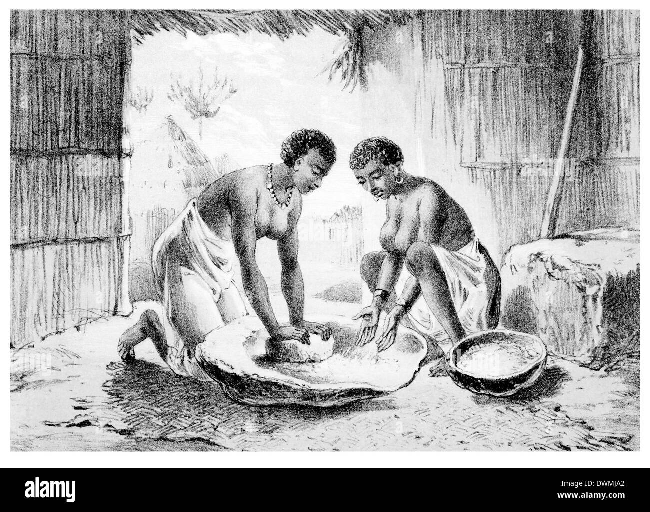 Les femmes grain battant Banque D'Images