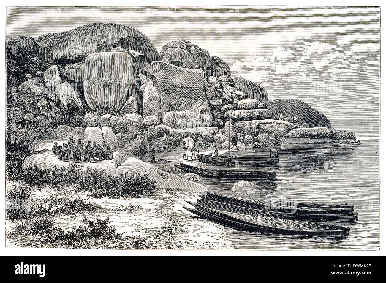 Rochers de granit de l'île, à mi-chemin entre Wezi Usukuma et Ukerewe Banque D'Images