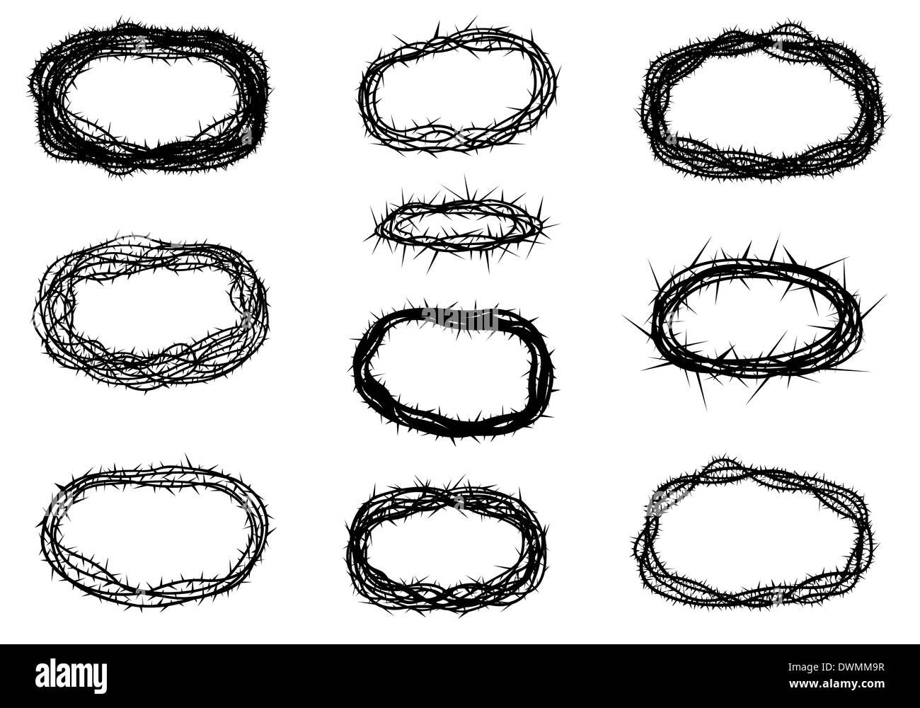 Couronne d'épines isolées set Banque D'Images