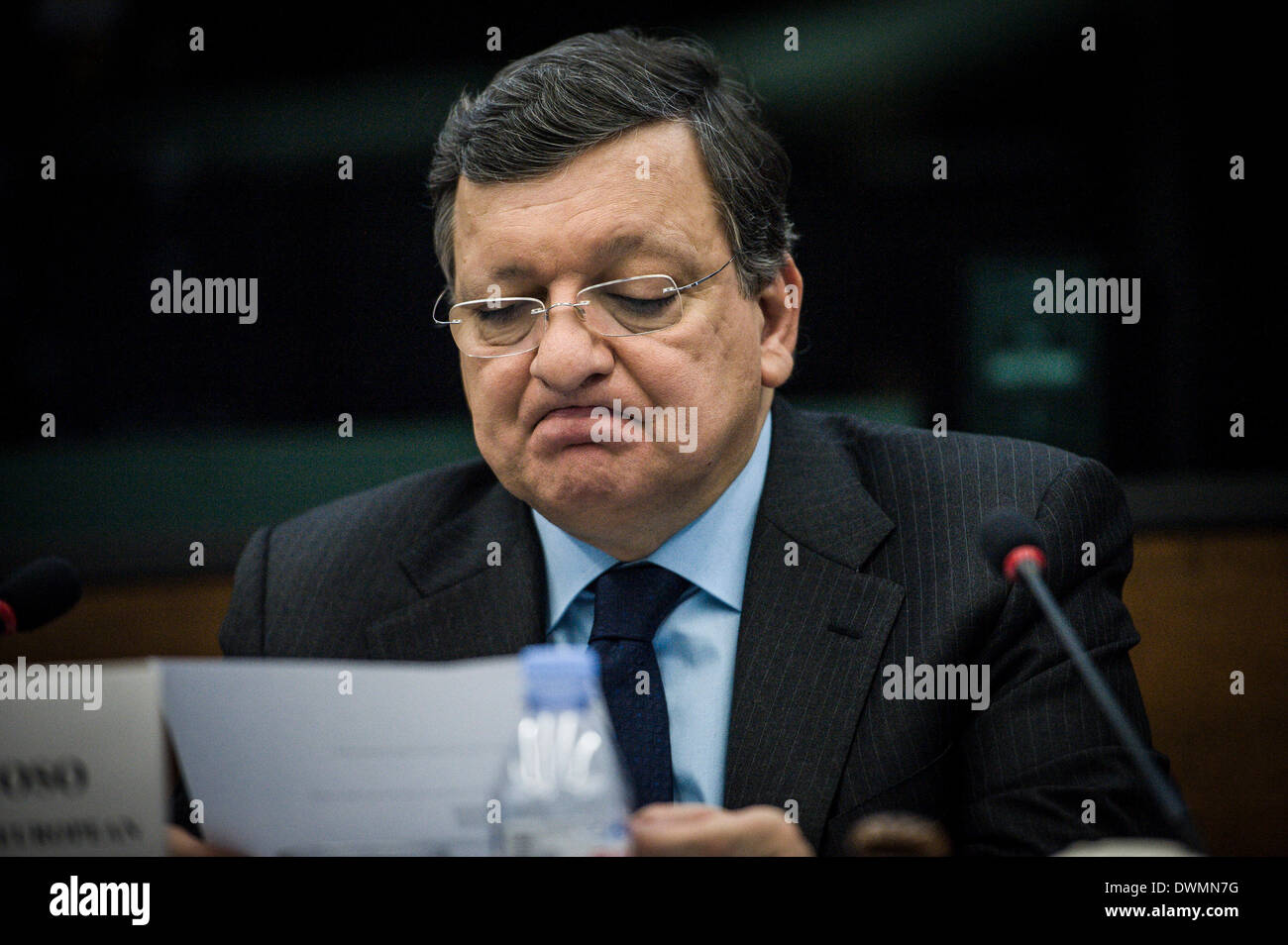 Strasbourg, France . Mar 11, 2014. Jose Manuel Barroso, président de la Commission européenne tient conférence de presse le Conseil Justice et affaires intérieures d'ordre du jour de l'an 2020 et l'état de droit à l'initiative de siège du Parlement européen à Strasbourg, en France, le Crédit photo : dpa 11.03.2014 alliance/Alamy Live News Banque D'Images