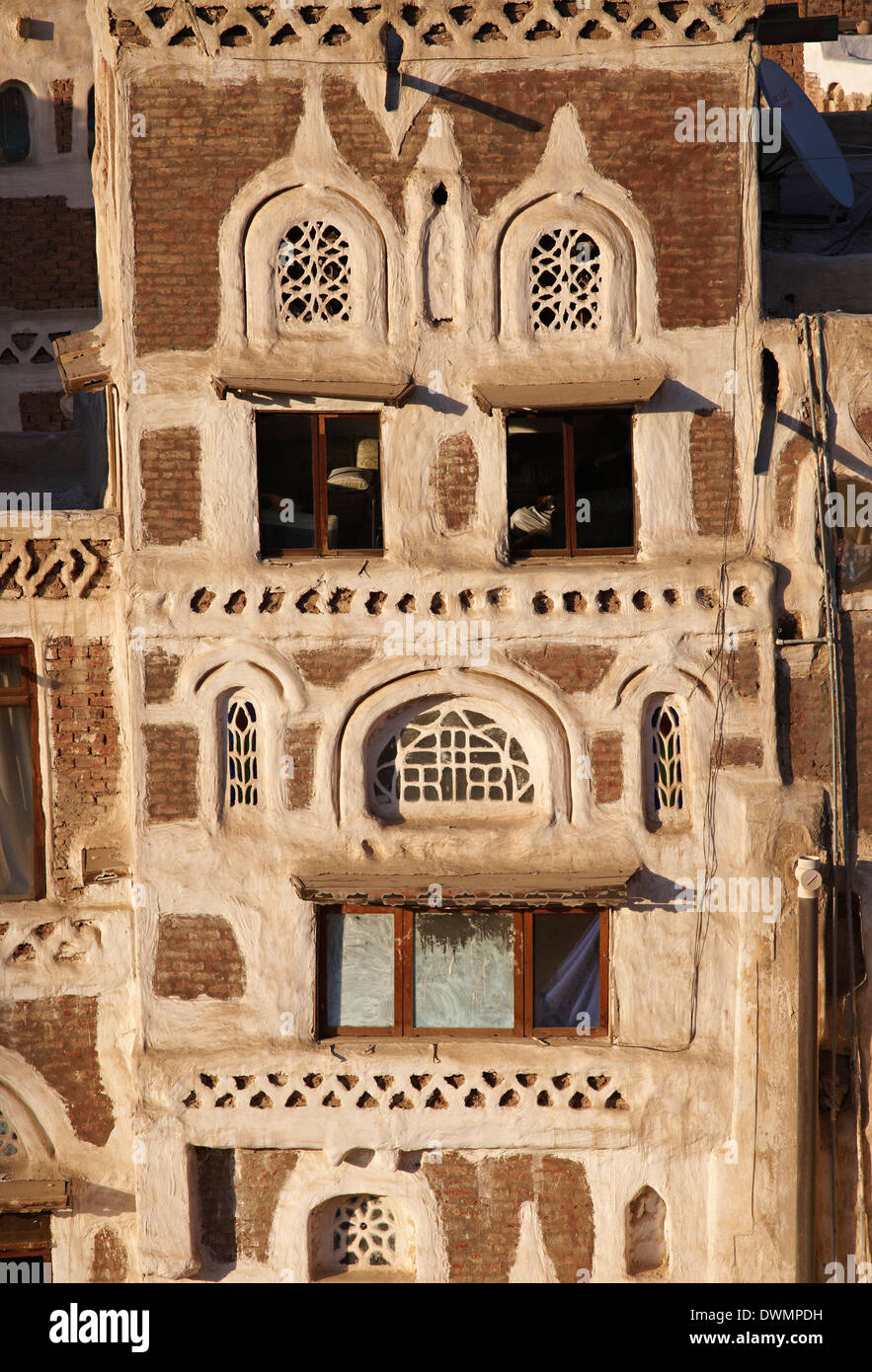 Maison de l'architecture, l'ancienne ville de Sanaa, Site du patrimoine mondial de l'UNESCO, au Yémen, au Moyen-Orient Banque D'Images