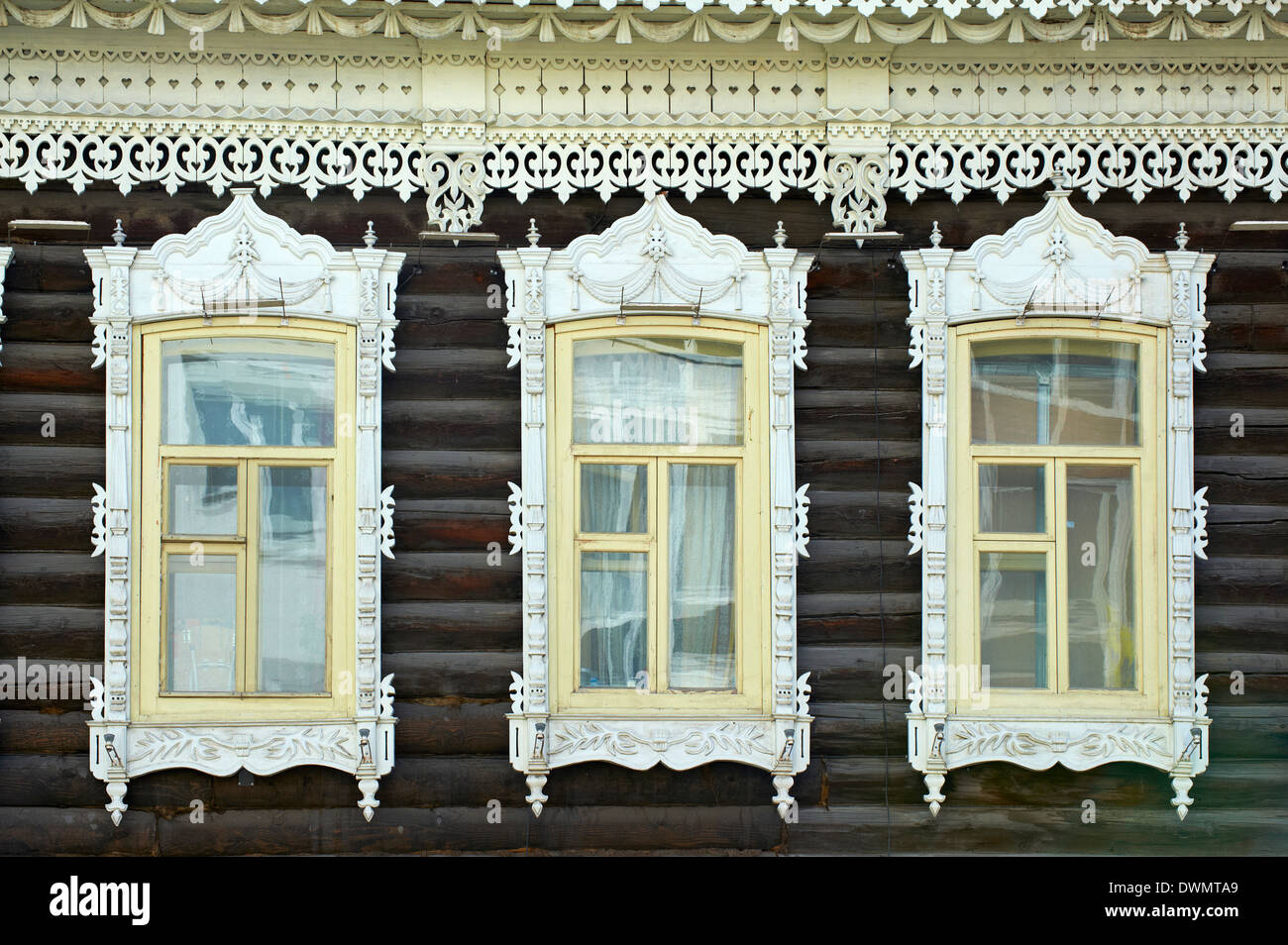 L'architecture en bois, de Tomsk Tomsk, Russie, Sibérie, Russie, l'Eurasie Banque D'Images L'architecture en bois, de Tomsk Tomsk, Russie, Sibérie, Russie, l'Eurasie Banque D'Images