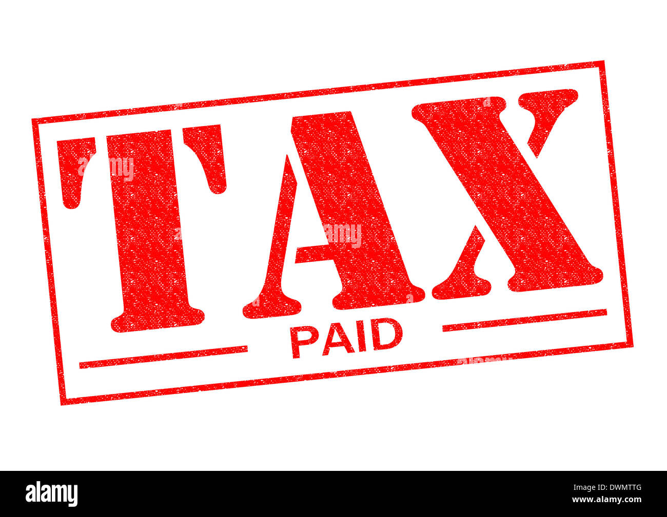 Impôt payé de tampon en caoutchouc rouge sur un fond blanc Photo Stock -  Alamy