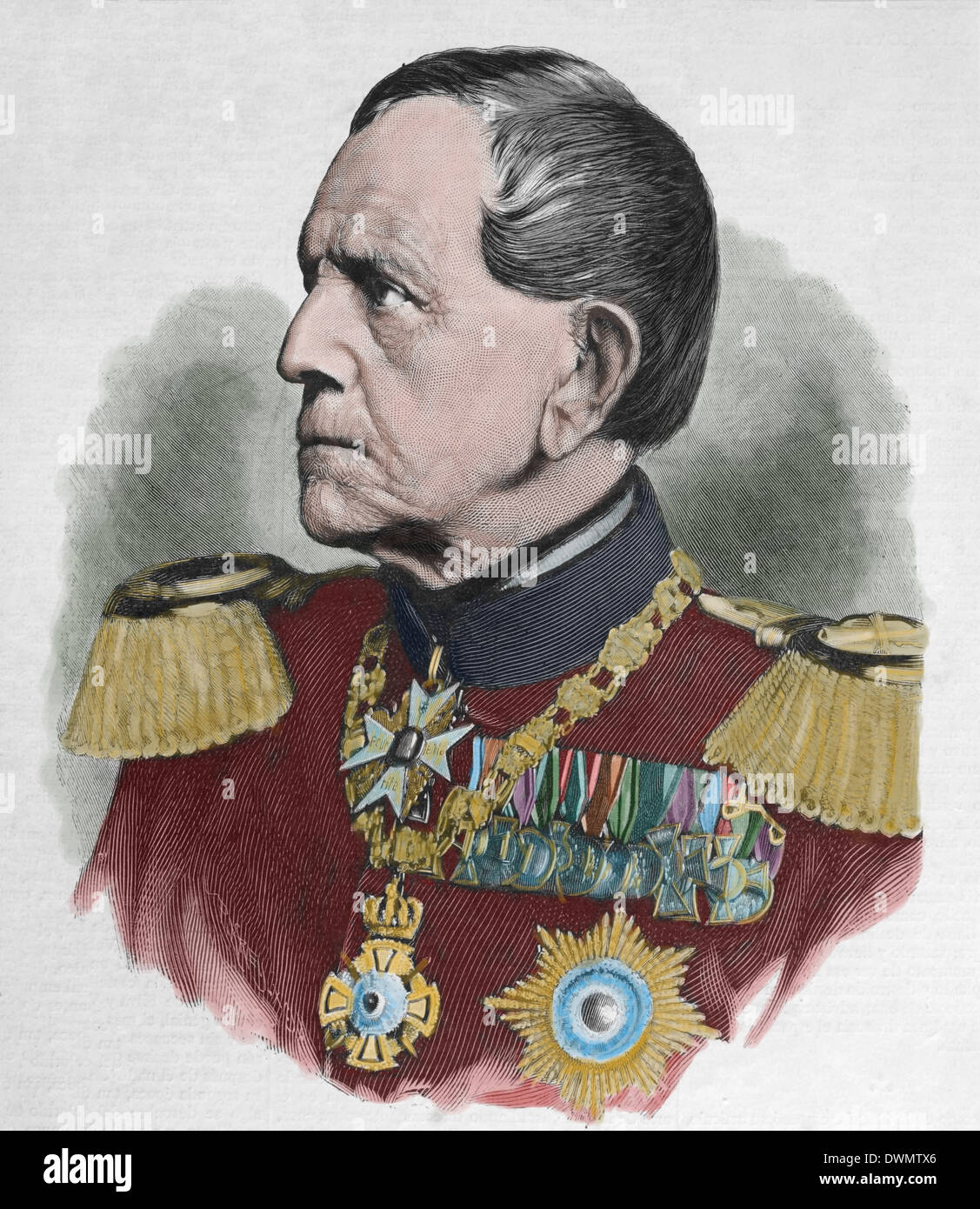 Helmunth von Moltke l'ancien (1800-1891). Le maréchal allemand. La gravure. Banque D'Images