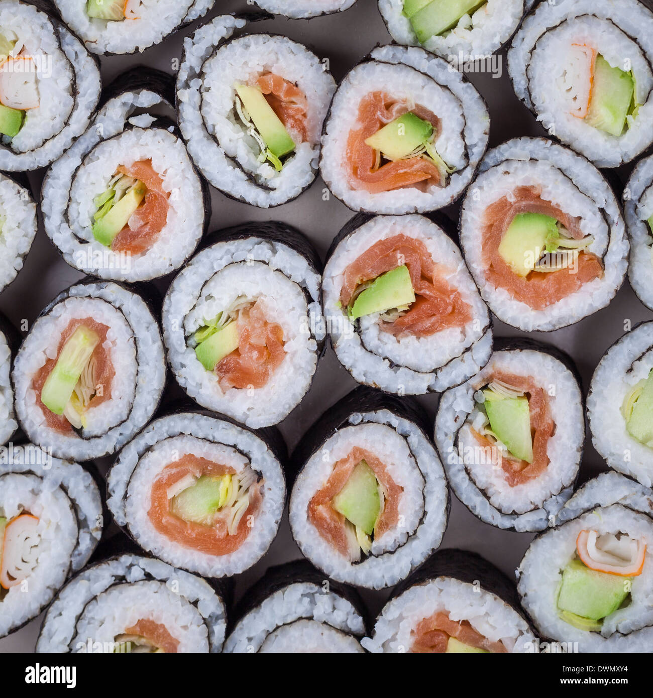 Détail de rouleaux de sushi. Banque D'Images