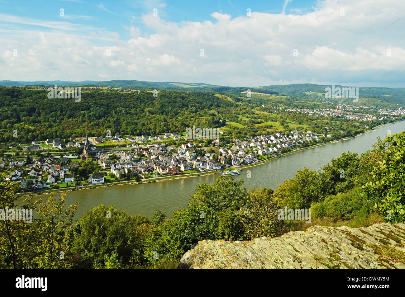 Rhin et de Rhens, Rhénanie-Palatinat, Allemagne, Europe Banque D'Images