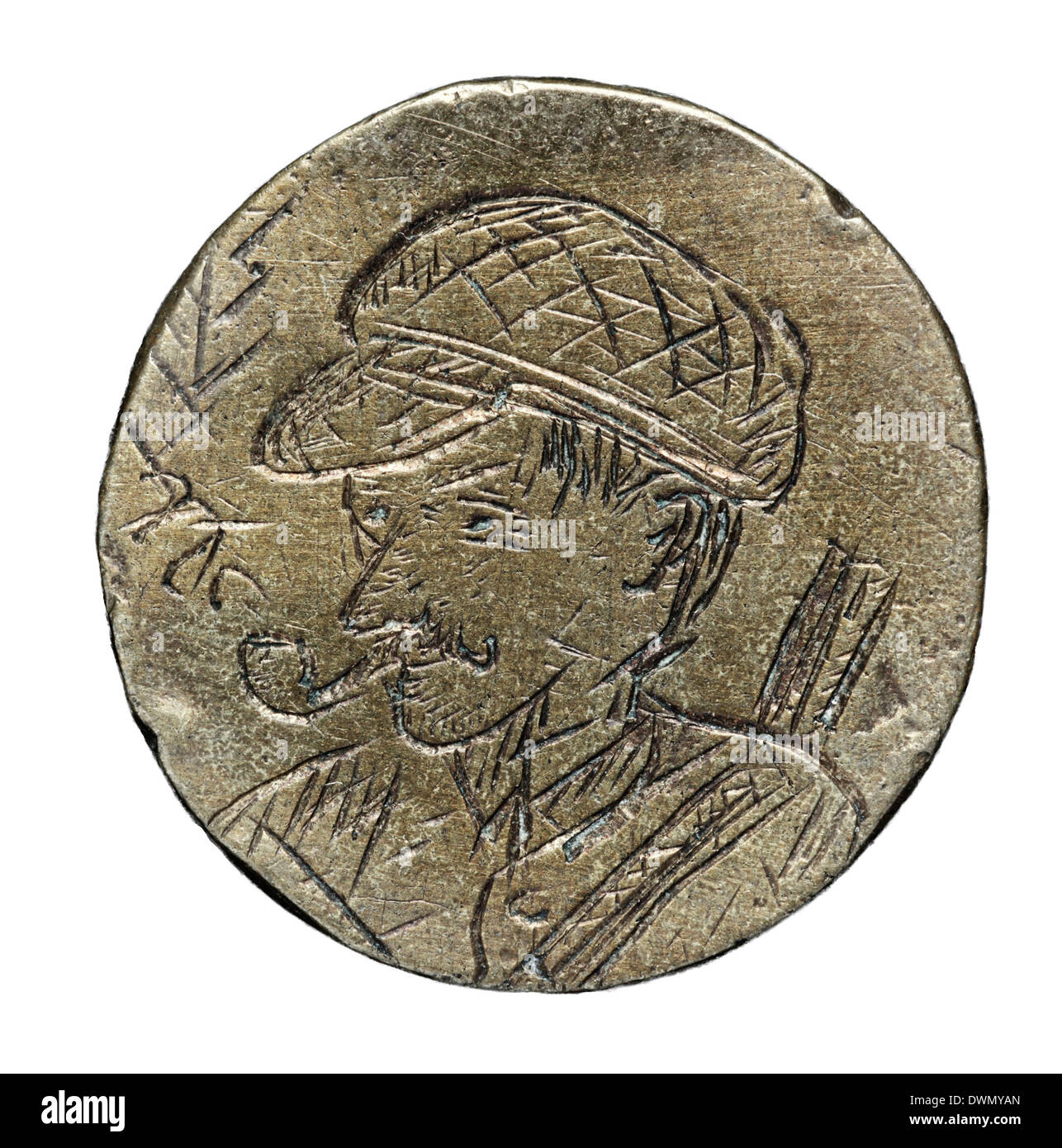 Pipe de l'homme, gravure sur métal Banque D'Images