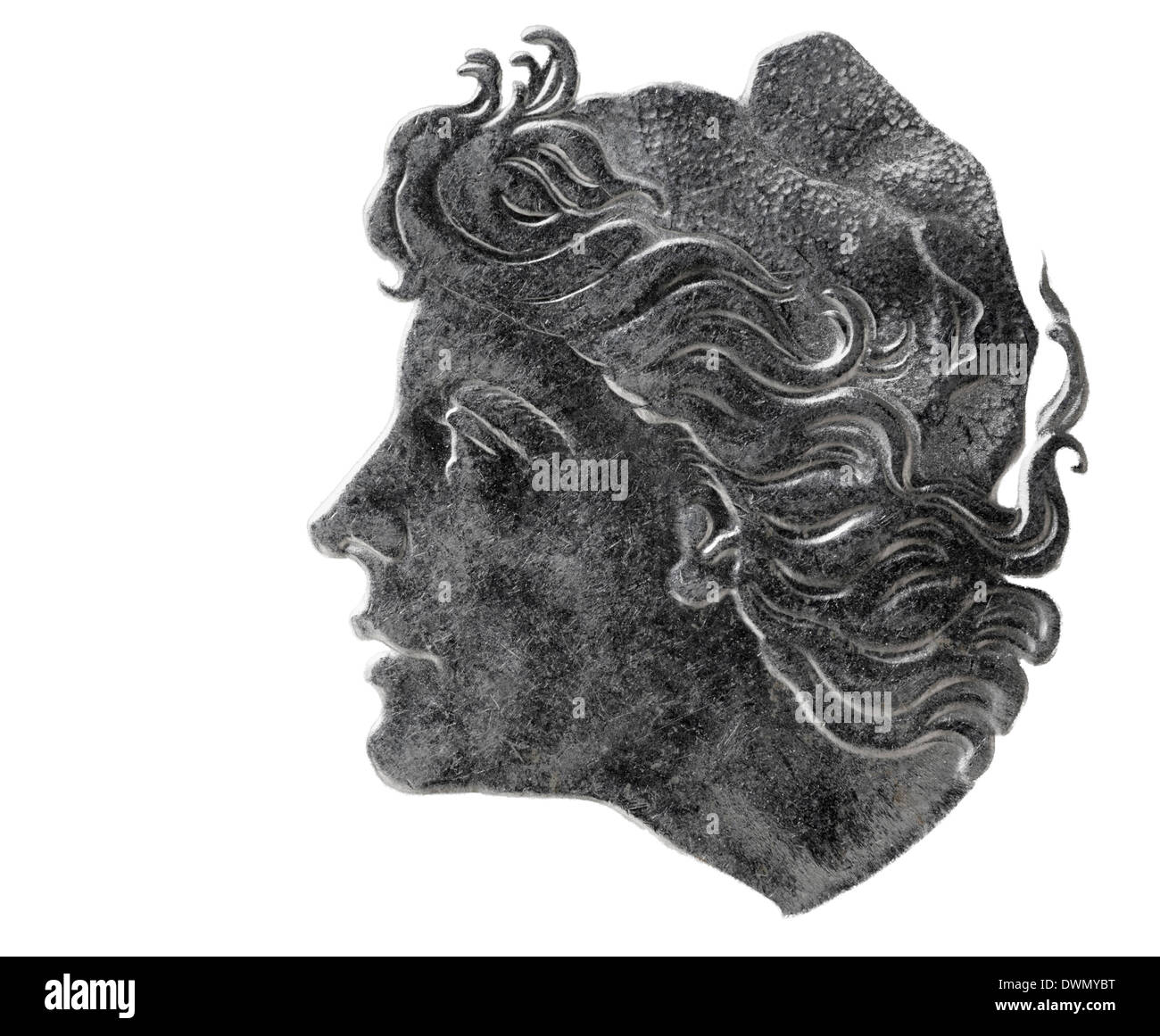 Tête de la liberté à partir de la pièce de 50 centimes, Brésil, 1979, sur fond blanc Banque D'Images