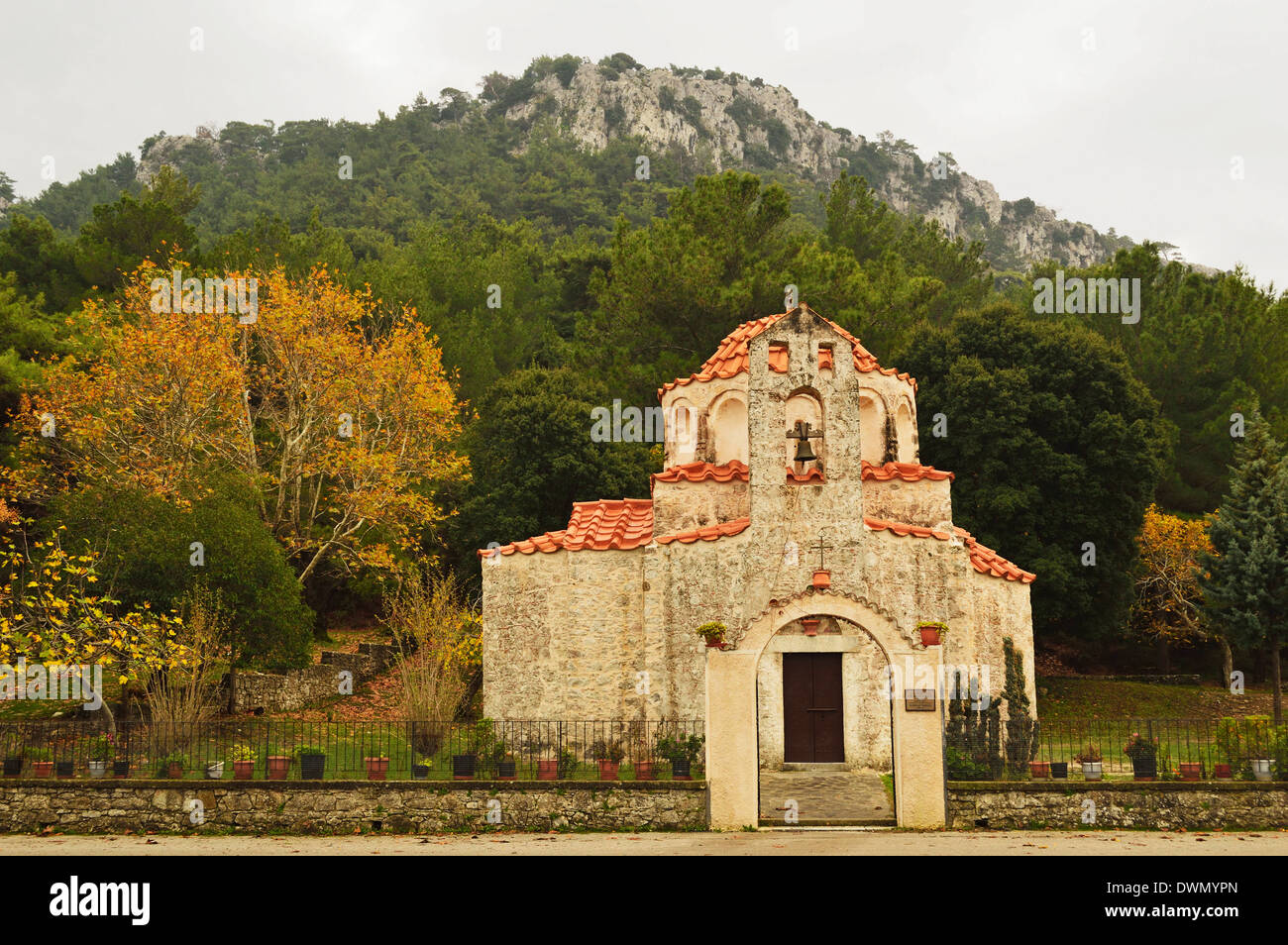 Agios Nikolaos Fountoukli église Byzantine, Profitis Ilias, Rhodes, Dodécanèse, sur la mer Egée, les îles grecques, Grèce, Europe Banque D'Images