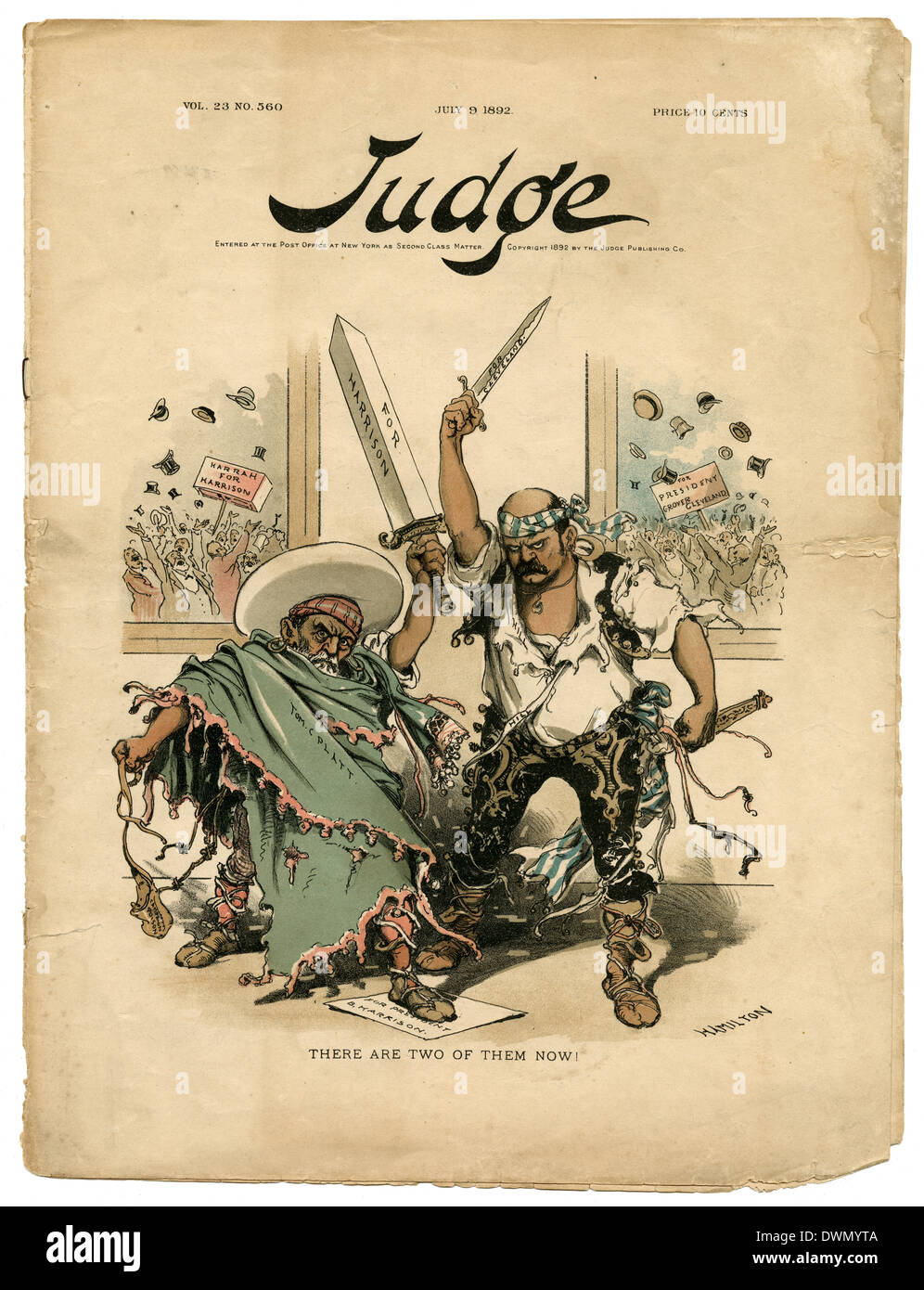 9 Juillet 1892 Question de juge, un magazine satirique hebdomadaire publié aux États-Unis de 1881 à 1947. Banque D'Images