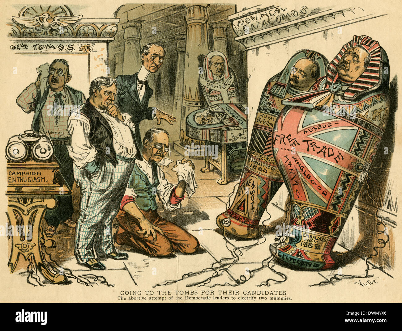 Caricature politique à partir de 1892 Juge magazine. Banque D'Images