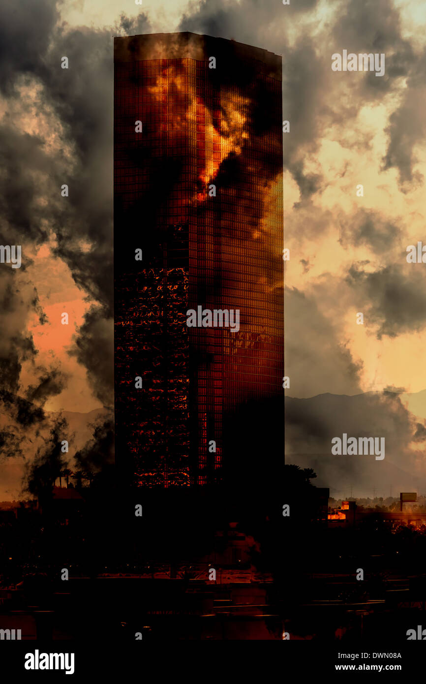 Las Vegas sky le racloir en feu avec de la fumée Banque D'Images