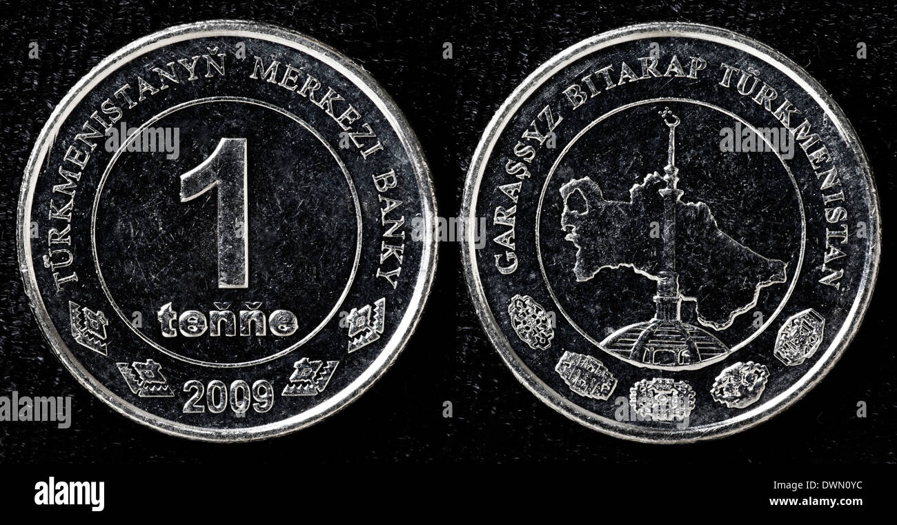 1 coin tenge, Turkménistan, 2009 Banque D'Images