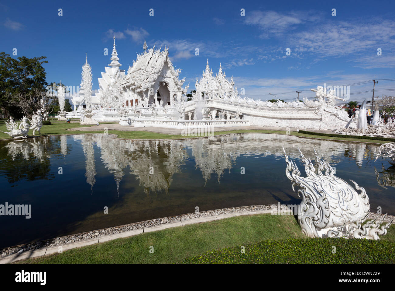 Wat Rong Khun (Temple blanc), Chiang Rai, Thaïlande du Nord, Thaïlande, Asie du Sud, Asie Banque D'Images