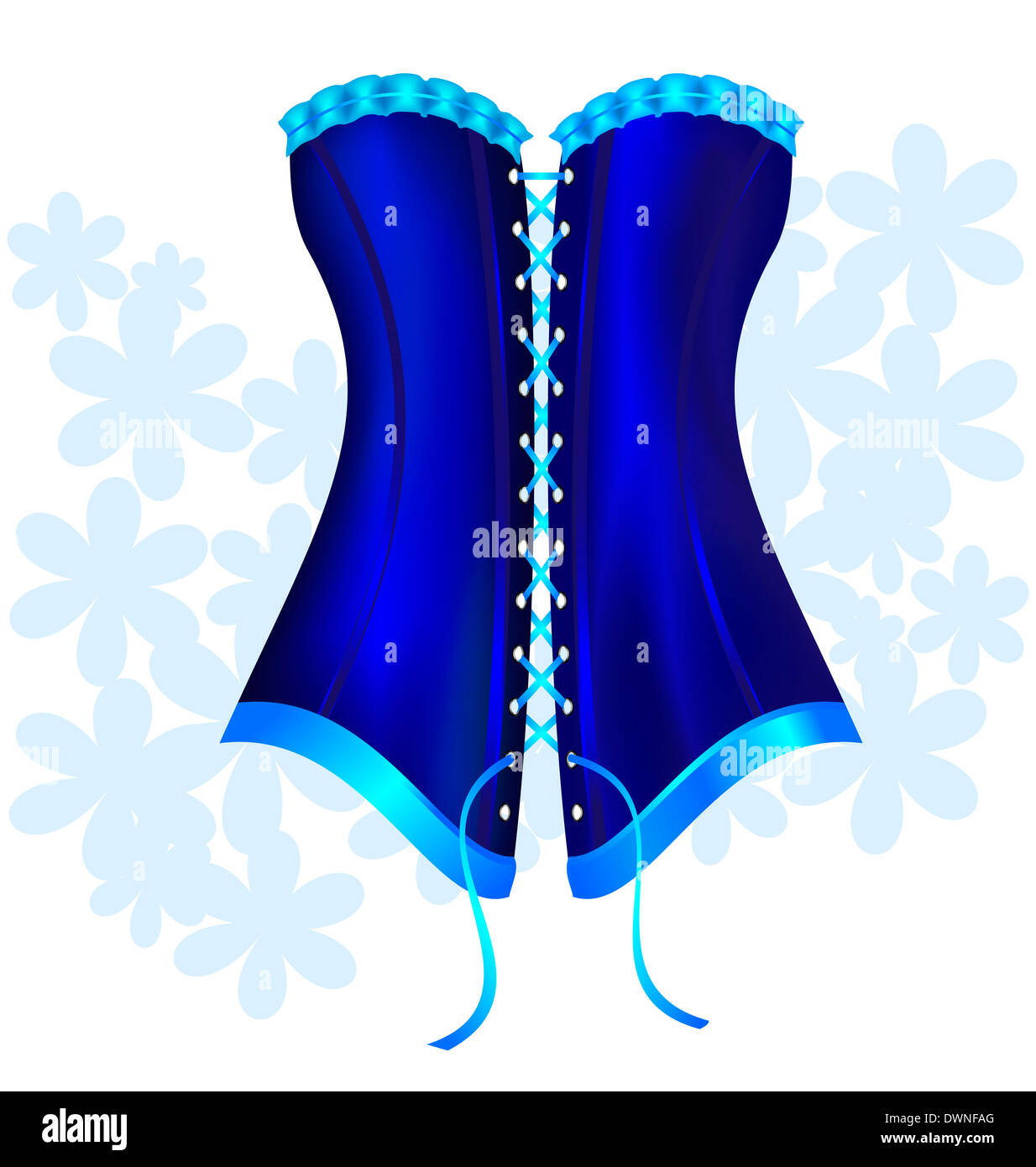 Sur un fond blanc il y a un grand corset bleu Banque D'Images