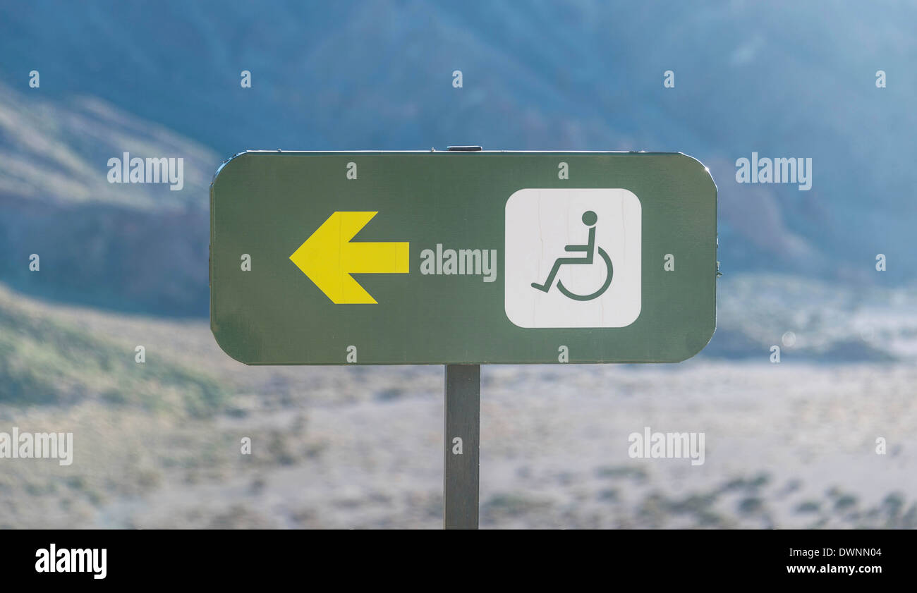 Signe, chemin accessible aux personnes handicapées, Tenerife, Canaries, Espagne Banque D'Images