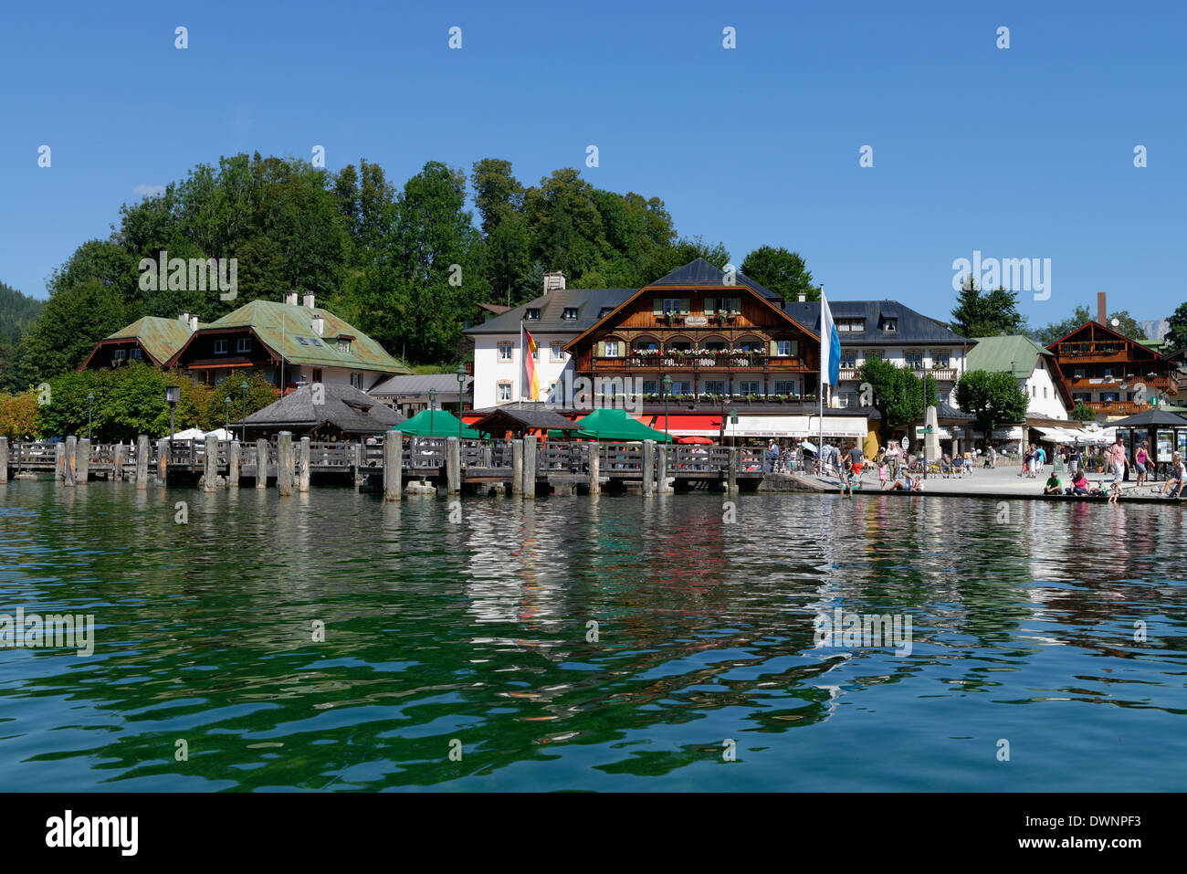 Hôtel Schiffmeister à Schönau am Königssee, le lac Königssee, Berchtesgadener Land, district de Haute-bavière, Bavière, Allemagne Banque D'Images