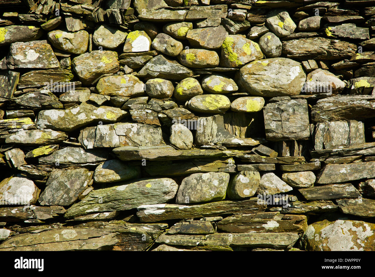 Mur en pierre sèche dans le Lake District, Cumbria, Angleterre, Royaume-Uni Banque D'Images
