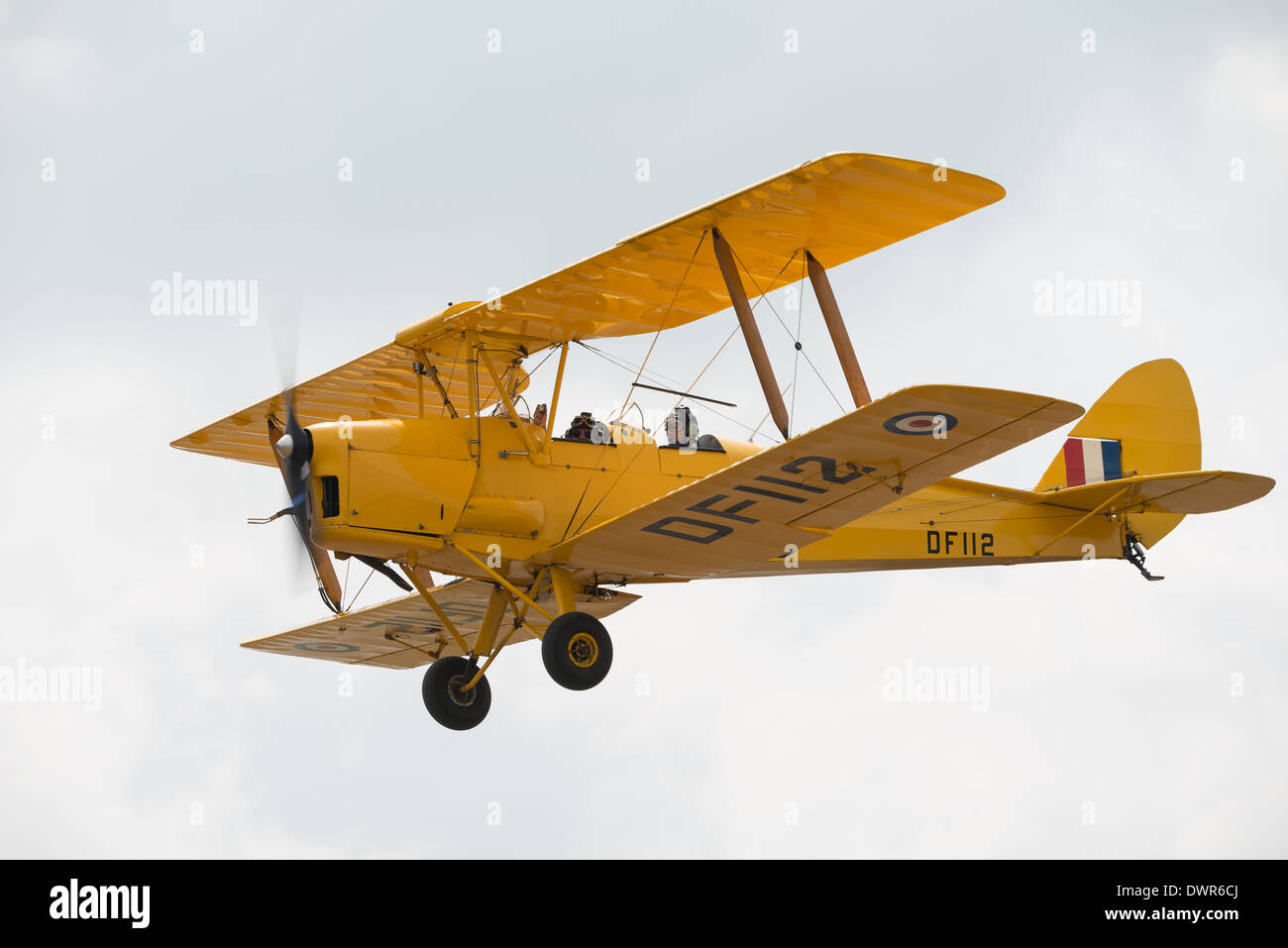 Vol en biplan Tiger Moth Banque D'Images