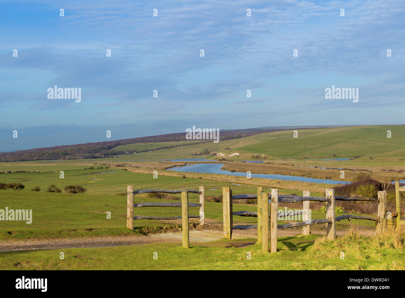 La Cuckmere Valley de la falaises de craie, East Sussex, Angleterre Banque D'Images