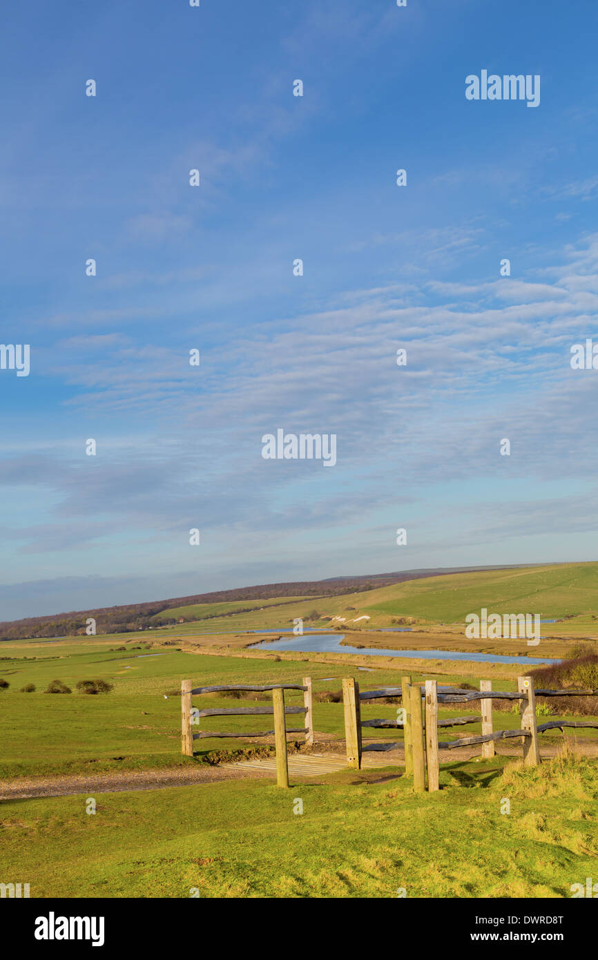 La Cuckmere Valley de la falaises de craie, East Sussex, Angleterre Banque D'Images