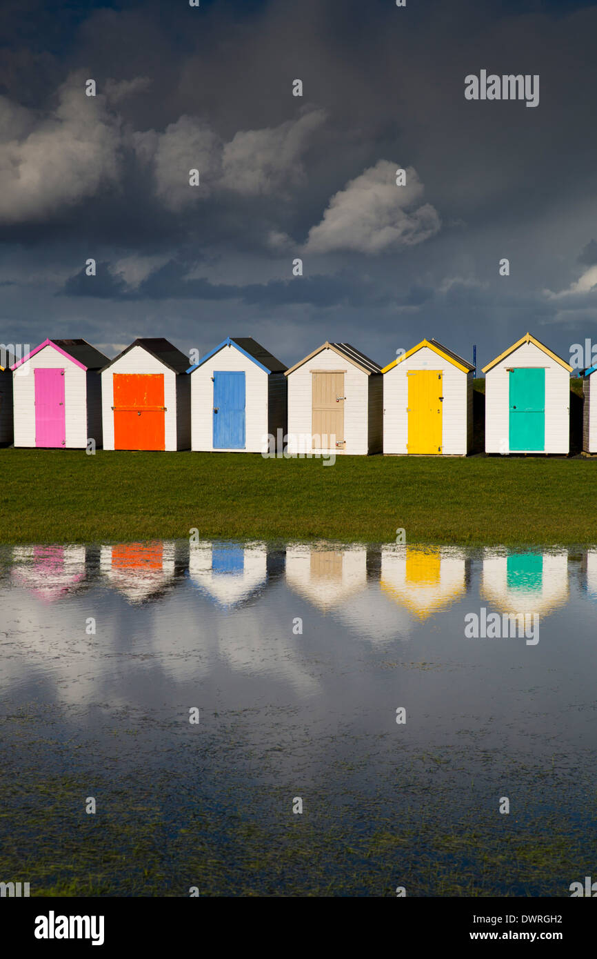 Broadsands ; cabines de plage, Devon, UK Banque D'Images