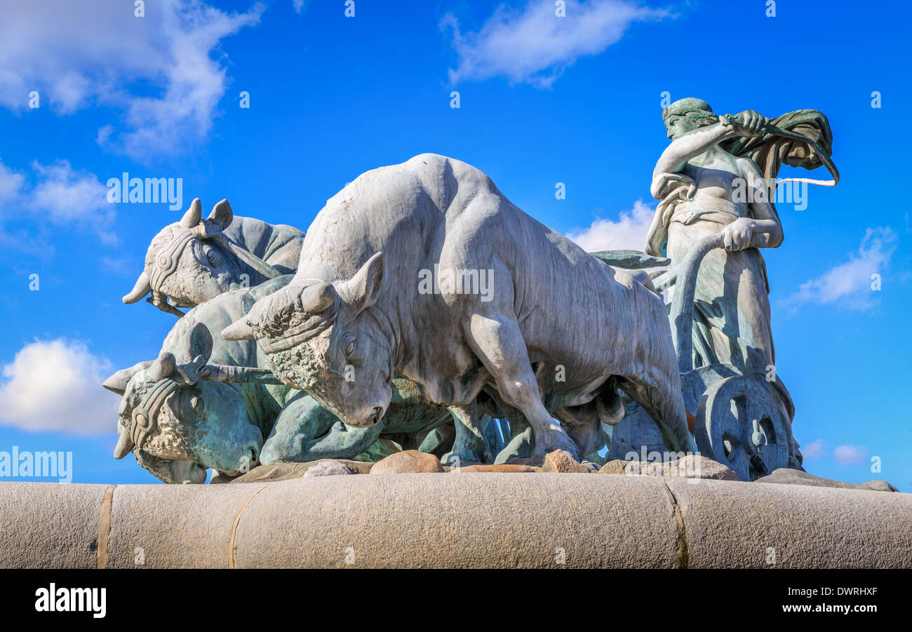 Fontaine Gefion avec raging bulls à Copenhague, Danemark Banque D'Images