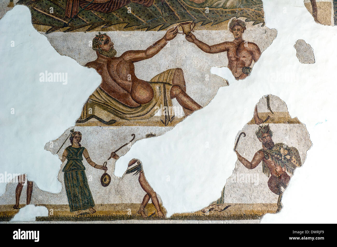 L'Afrique du Nord, Tunisie, Tunis. Le Musée du Bardo. Fresque romaine mosaïque, fragment. Banque D'Images