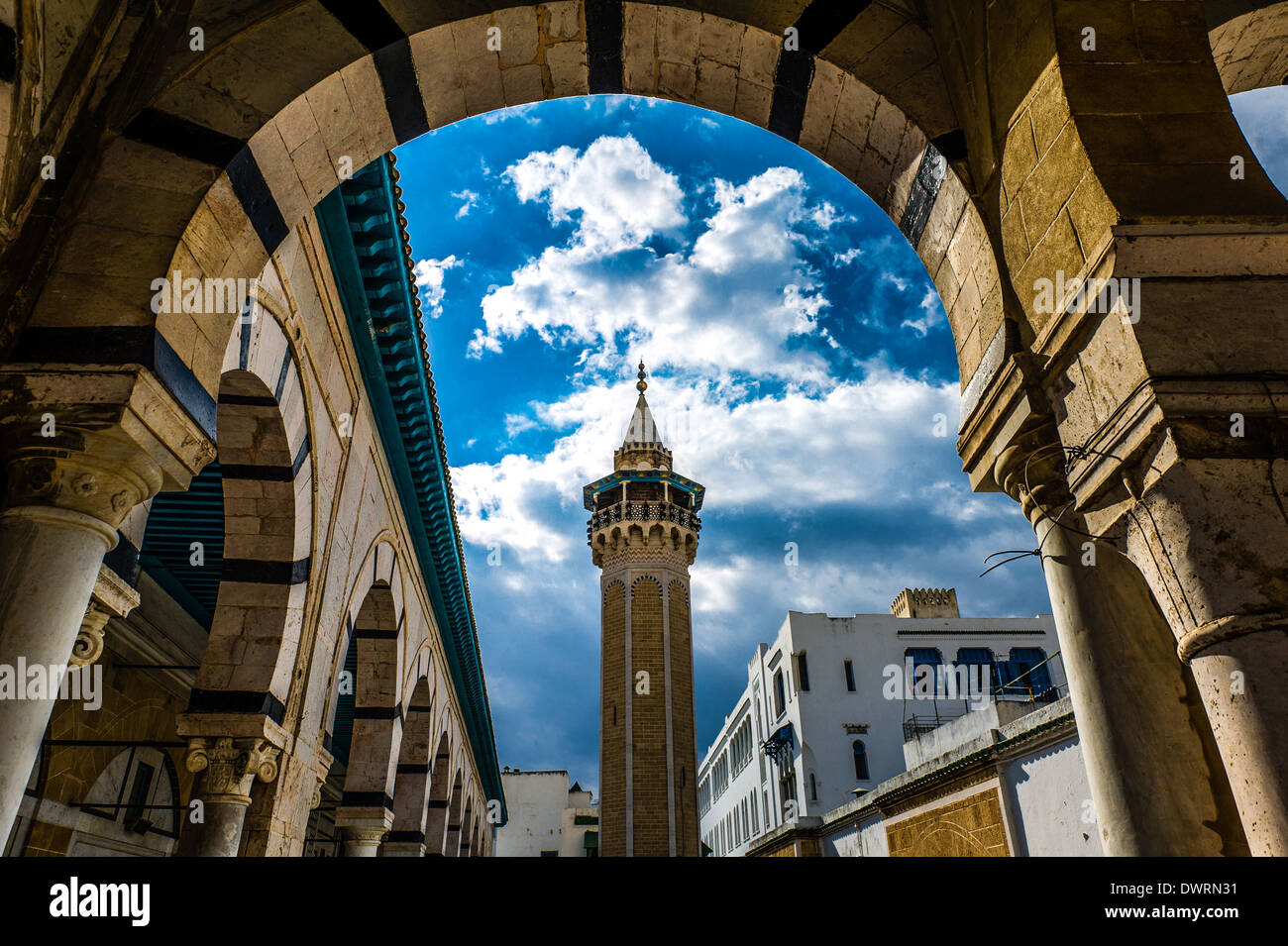 L'Afrique du Nord, Tunisie, Tunis. La grande mosquée, Zaytouna. Banque D'Images