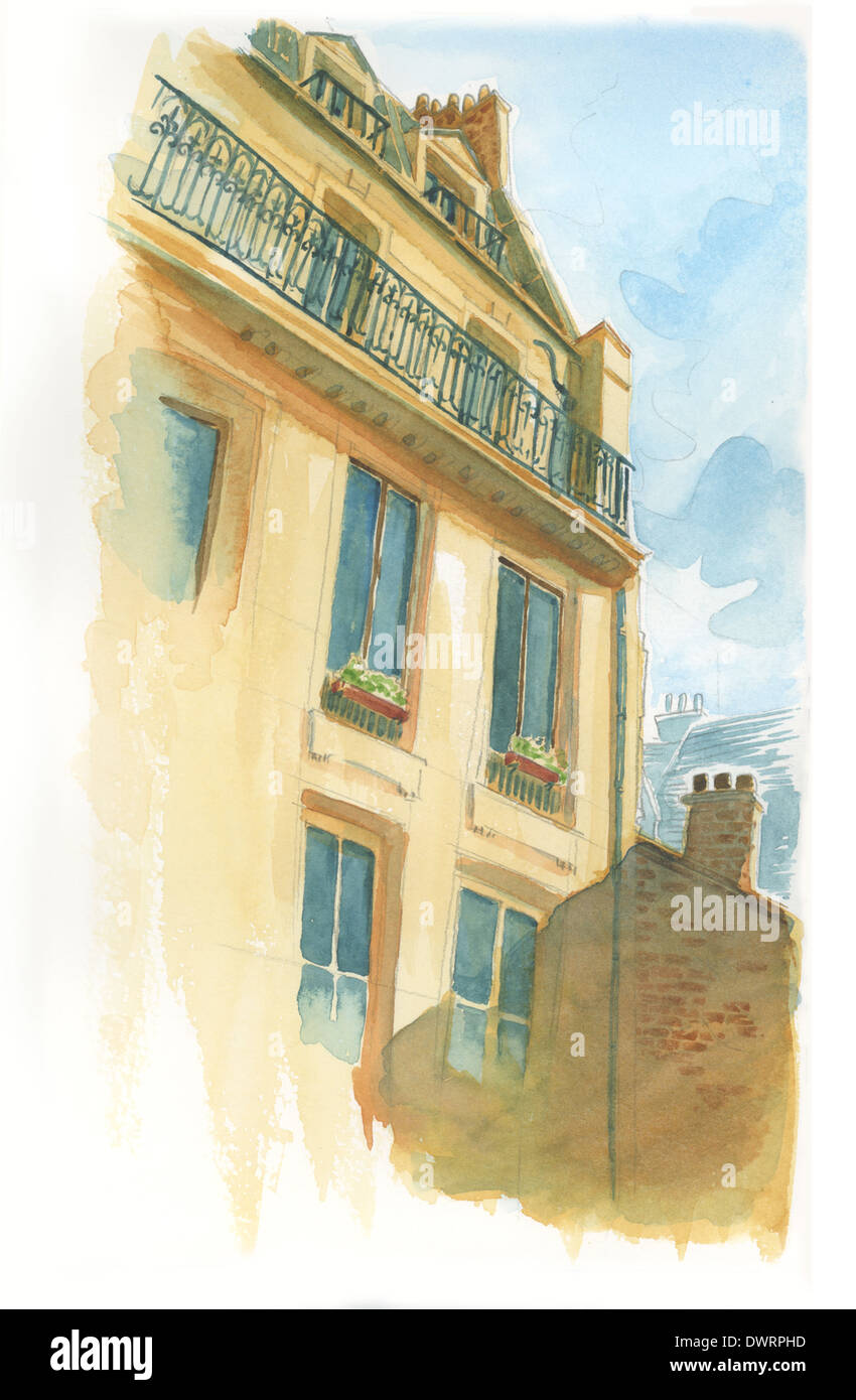 Image d'illustration de bâtiment de style palladien à Paris Banque D'Images