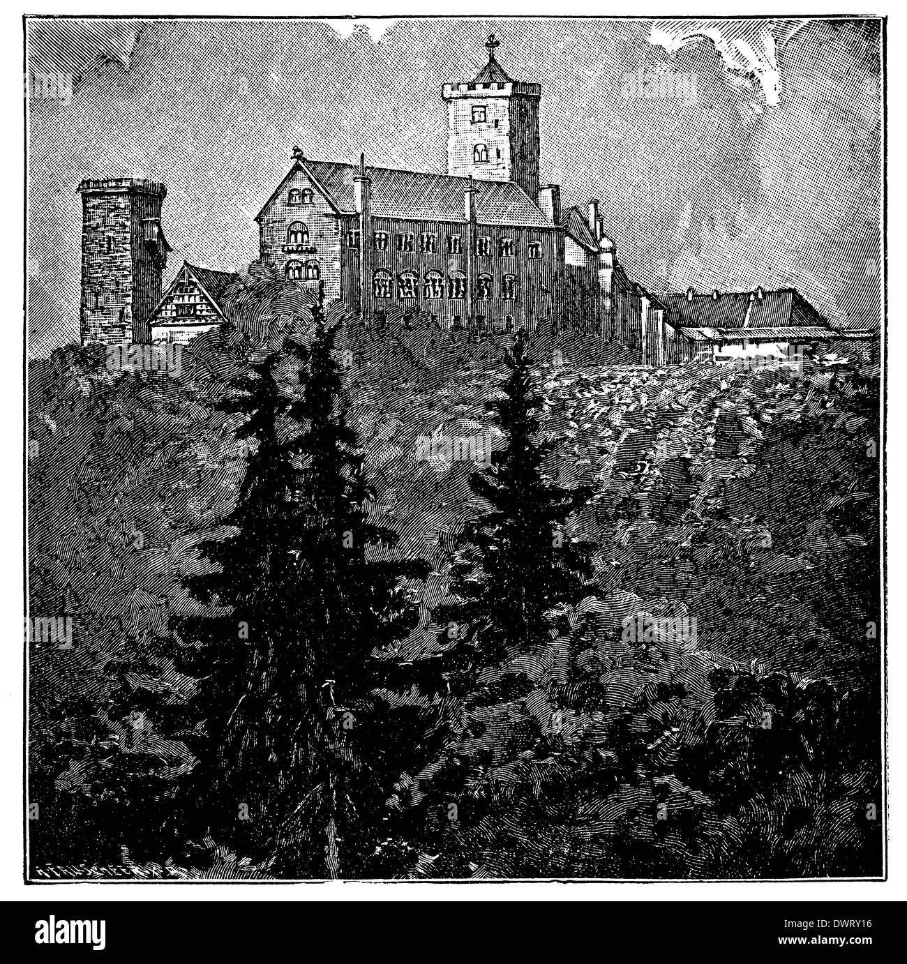 Le château de Wartburg, erlooking la ville d'Eisenach, en Thuringe, Allemagne Banque D'Images