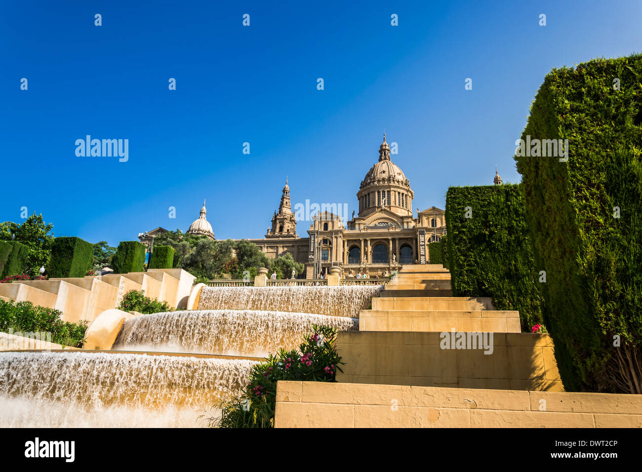 Vue sur le palais de Montjuïc à Barcelone Banque D'Images