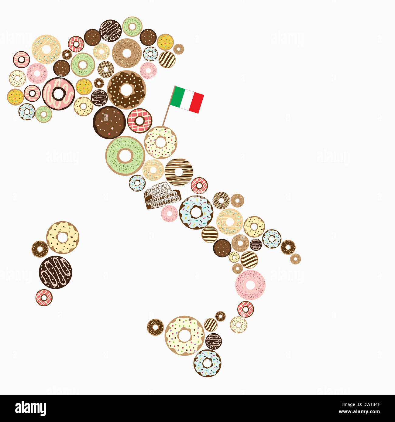 Beignets dans la forme de l'Italie Banque D'Images