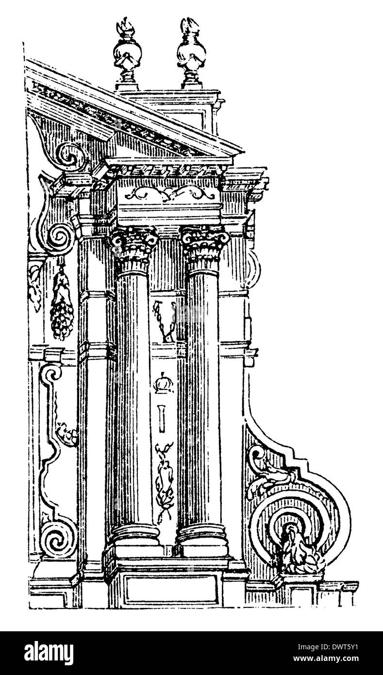 Détail de la façade de Saint Paul et Louis à Paris Banque D'Images