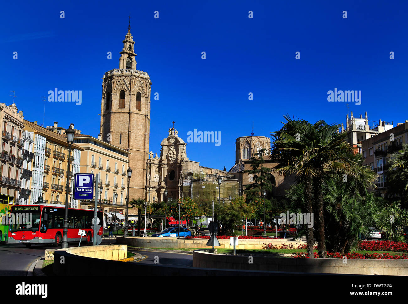 Une vue générale de la Plaza de la Reina, Valence, Espagne, le 6 février 2014. Photo de Sarah Sarah/Ansell Ansell la photographie. Banque D'Images