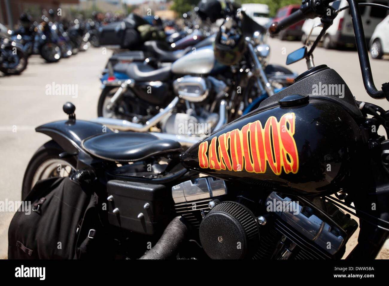 Concentration des Bandidos club de moto Harley Davidson club à Gérone,  Espagne Photo Stock - Alamy
