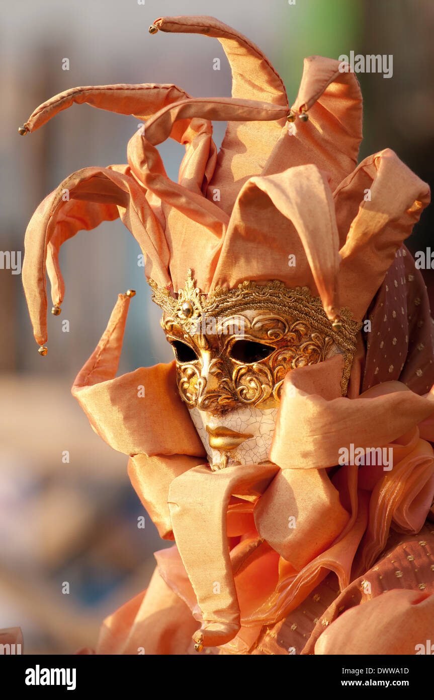 Portrait d'un inconnu en plein air annuelle du parti pageant sur février 2012 à Venise, Italie "un carré' Macro Banque D'Images