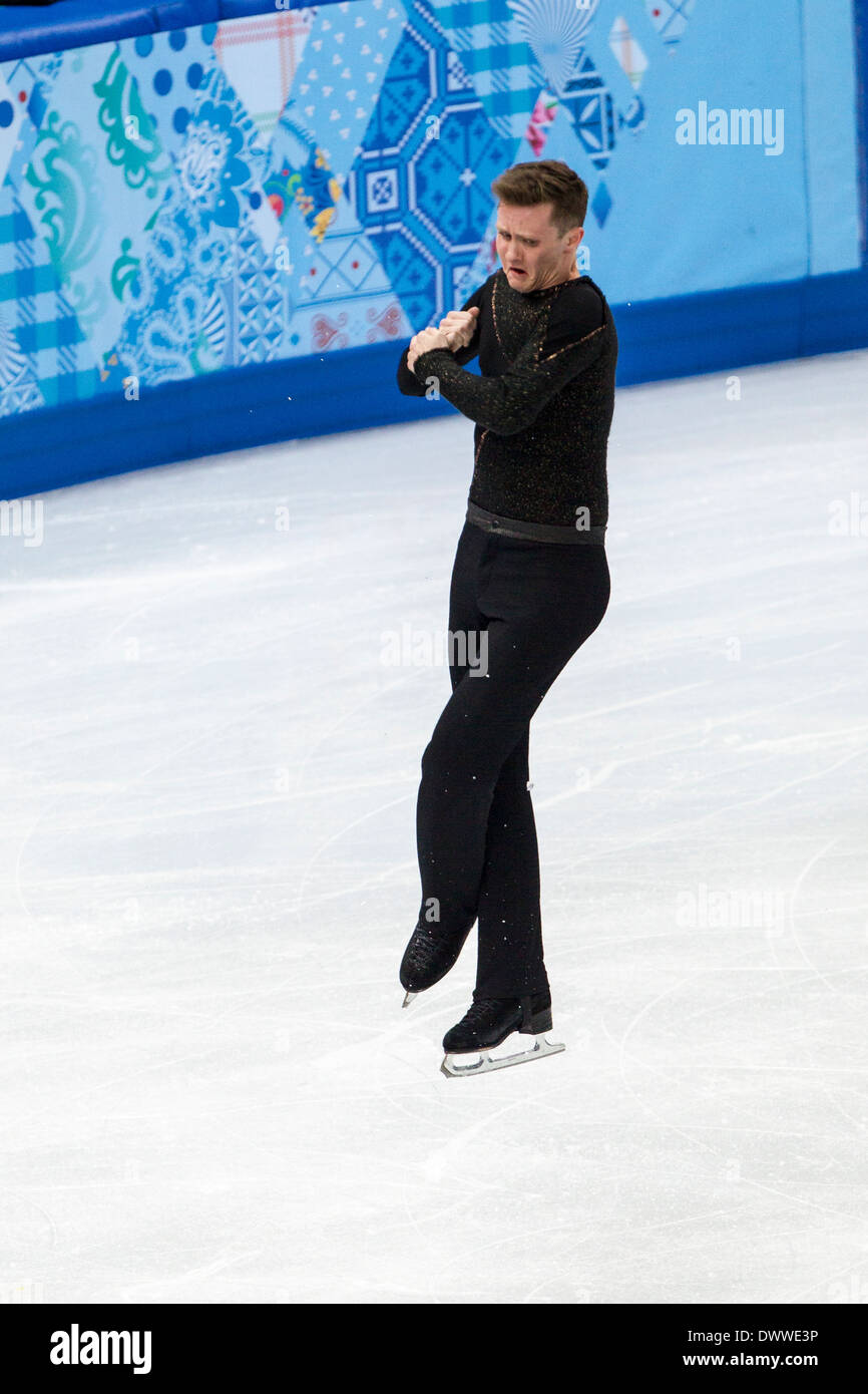 Jeremy Abbott (USA) en compétition dans l'épreuve du patinage libre patinage artistique aux Jeux Olympiques d'hiver de Sotchi en 2014, Banque D'Images