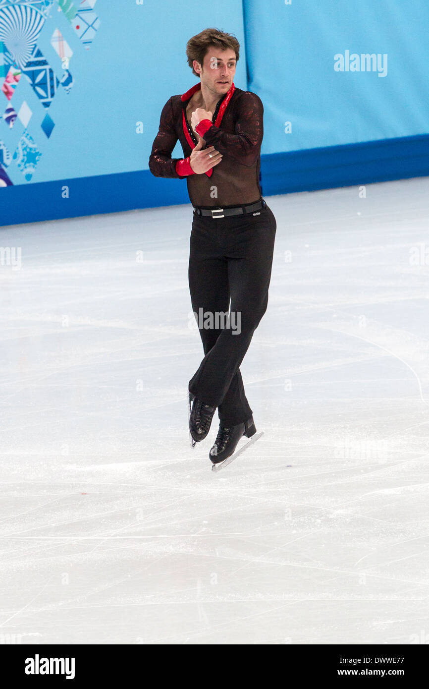 Brian Joubert (FRA) en compétition dans l'épreuve du patinage libre patinage artistique aux Jeux Olympiques d'hiver de Sotchi en 2014, Banque D'Images