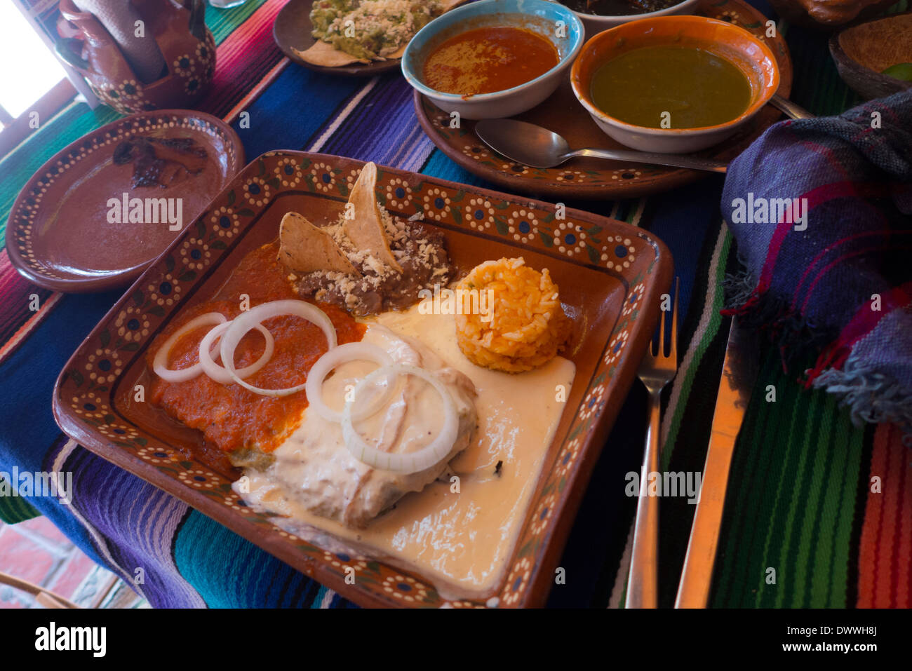 Chili Relleno, la nourriture mexicaine, Zihuatanejo, Guerrero, Mexique Banque D'Images