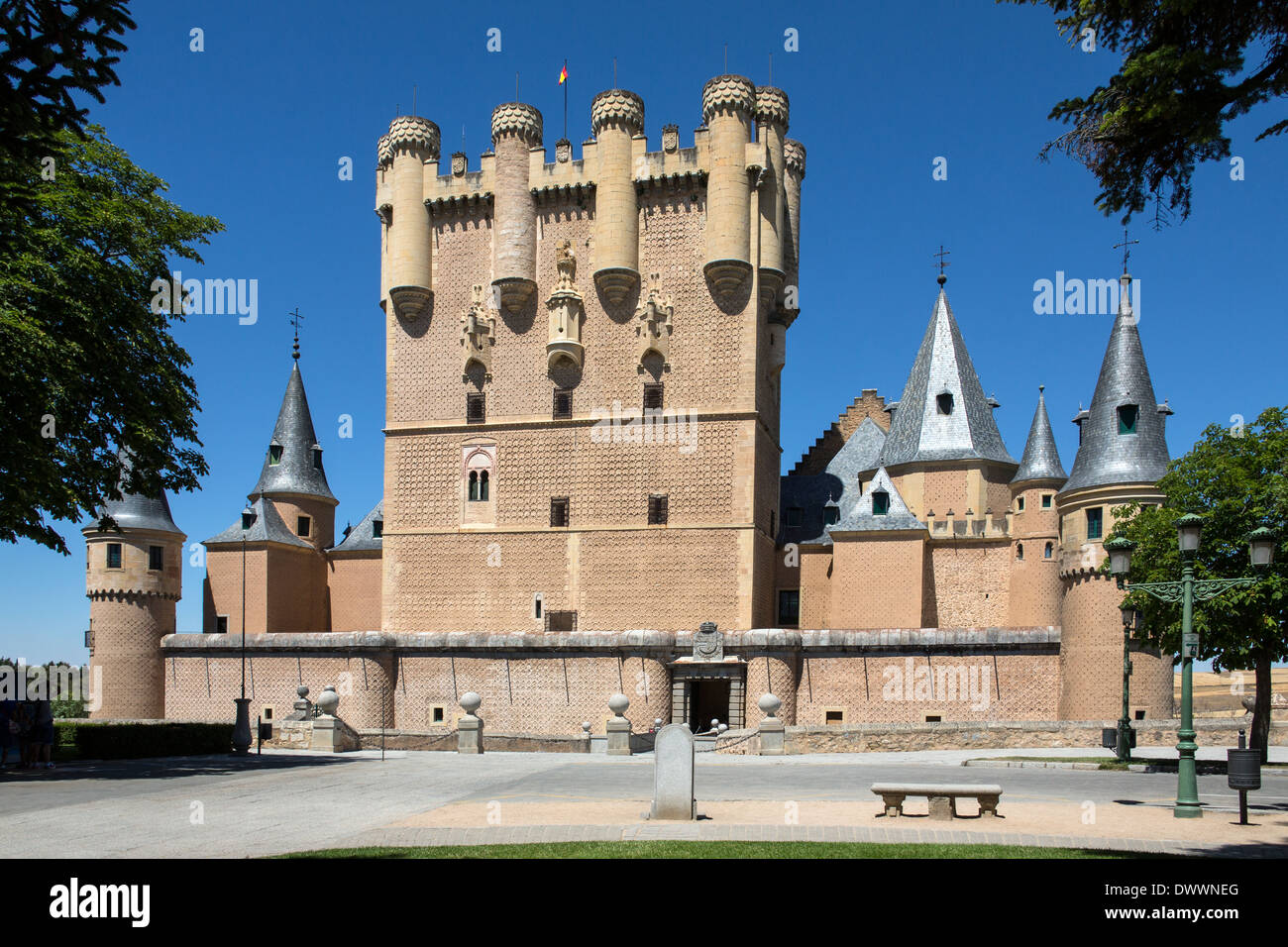 Le 15e siècle Castillo de Coca à l'Alcazar dans la ville de Segovia dans le Castilla-y-Leon région du centre de l'Espagne. Banque D'Images