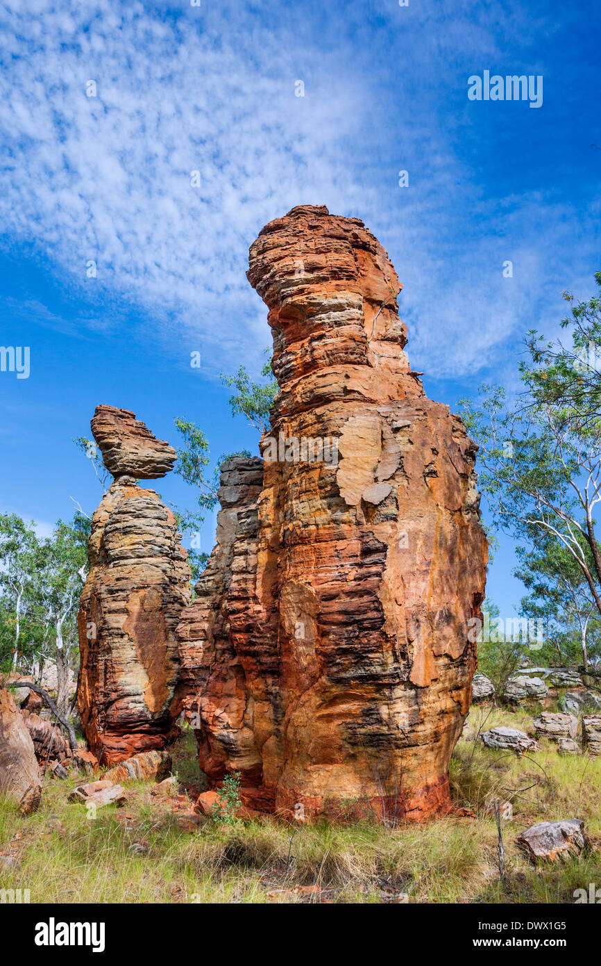 L'Australie, Territoire du Nord, le Parc National est une ancienne commune, le sud de la cité perdue, piliers de grès émaillés slica, de tours et de pinacles Banque D'Images