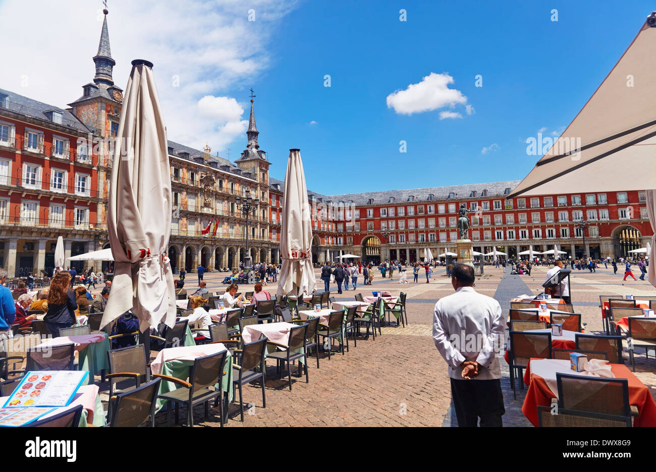 Terrasses à la Plaza Mayor. Madrid. Espagne Banque D'Images